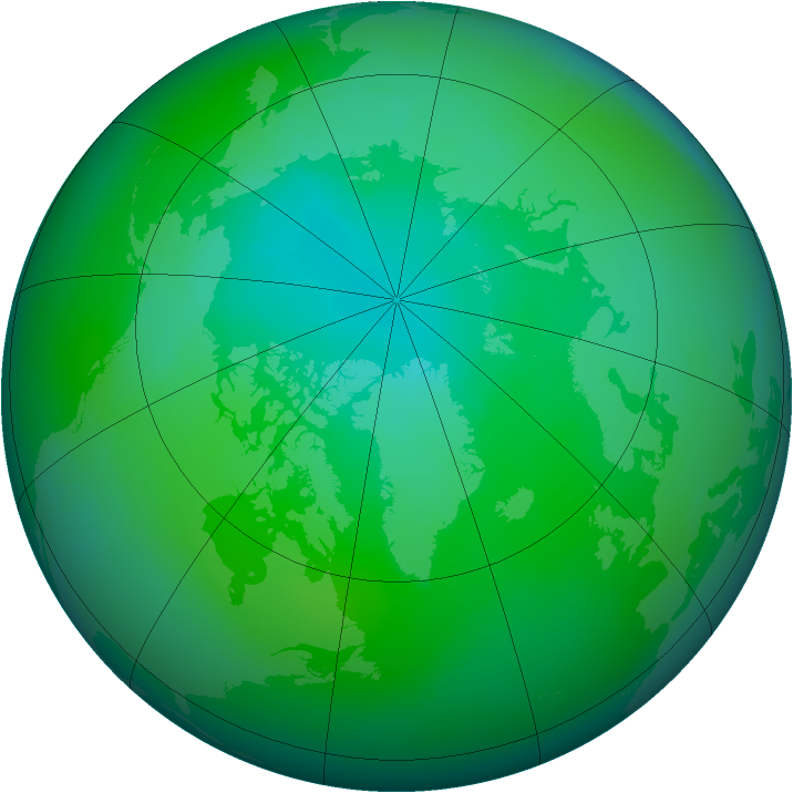 Arctic ozone map for August 2007
